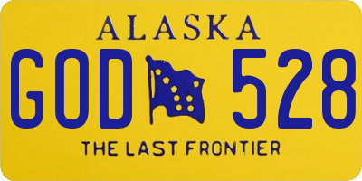 AK license plate GOD528