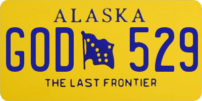 AK license plate GOD529