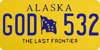 AK license plate GOD532