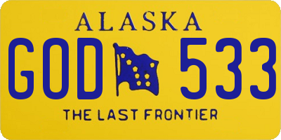 AK license plate GOD533