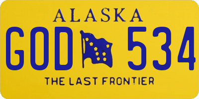 AK license plate GOD534