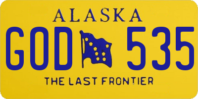 AK license plate GOD535