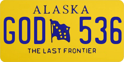 AK license plate GOD536
