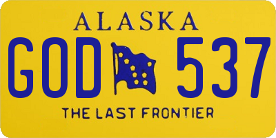 AK license plate GOD537