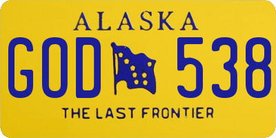 AK license plate GOD538