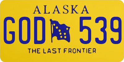 AK license plate GOD539