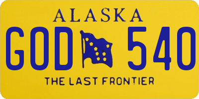 AK license plate GOD540