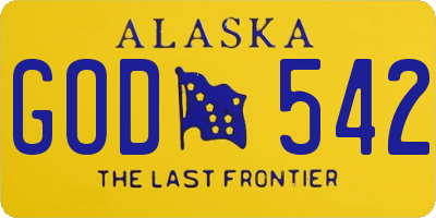 AK license plate GOD542