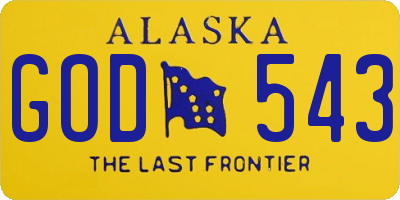 AK license plate GOD543