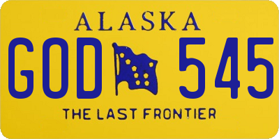 AK license plate GOD545