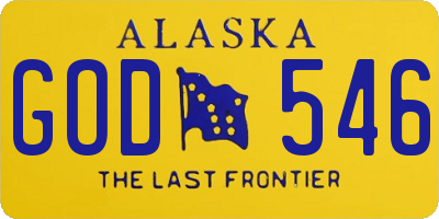 AK license plate GOD546