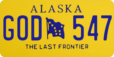 AK license plate GOD547