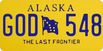 AK license plate GOD548
