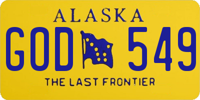 AK license plate GOD549