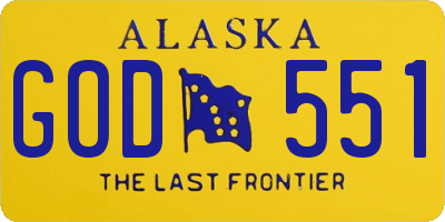 AK license plate GOD551
