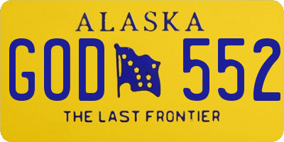 AK license plate GOD552