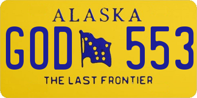AK license plate GOD553
