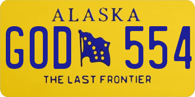 AK license plate GOD554