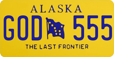 AK license plate GOD555