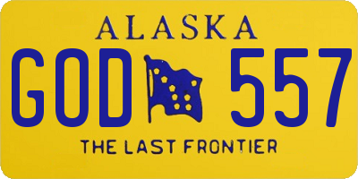 AK license plate GOD557