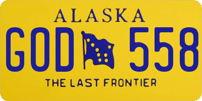 AK license plate GOD558