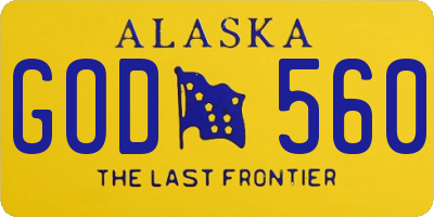 AK license plate GOD560