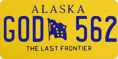 AK license plate GOD562