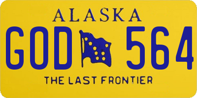 AK license plate GOD564