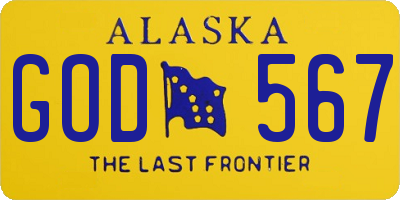 AK license plate GOD567