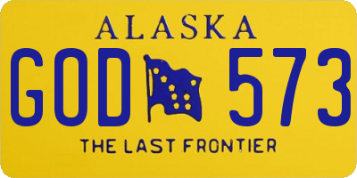 AK license plate GOD573
