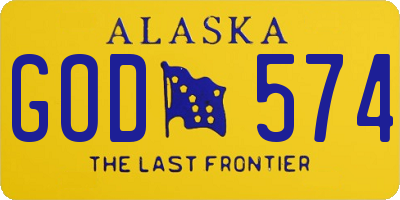 AK license plate GOD574