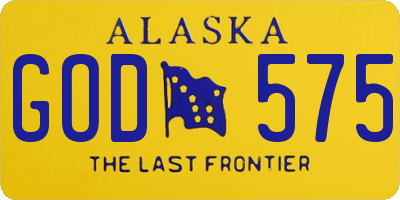 AK license plate GOD575