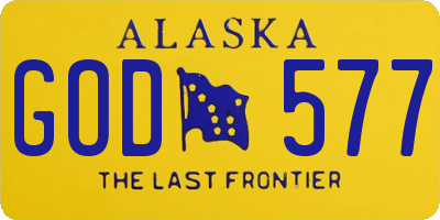 AK license plate GOD577