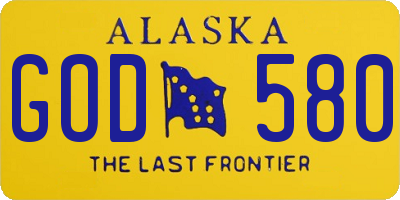 AK license plate GOD580