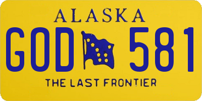 AK license plate GOD581