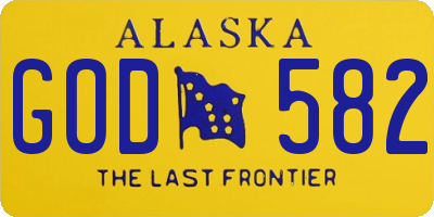 AK license plate GOD582