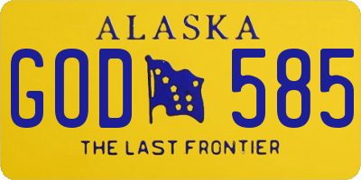 AK license plate GOD585
