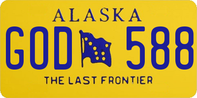 AK license plate GOD588