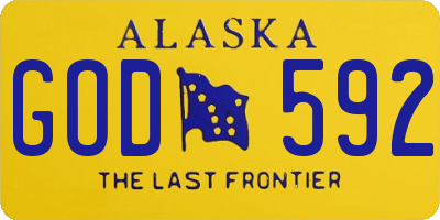 AK license plate GOD592