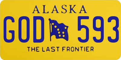 AK license plate GOD593
