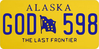 AK license plate GOD598