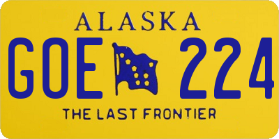 AK license plate GOE224