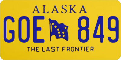 AK license plate GOE849