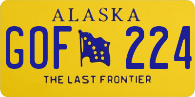 AK license plate GOF224