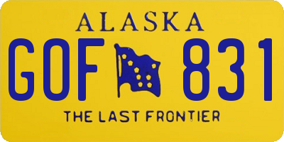 AK license plate GOF831