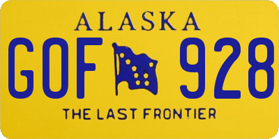 AK license plate GOF928