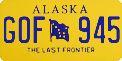 AK license plate GOF945