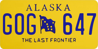 AK license plate GOG647