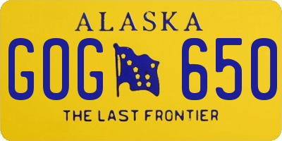AK license plate GOG650