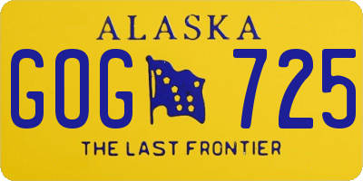 AK license plate GOG725